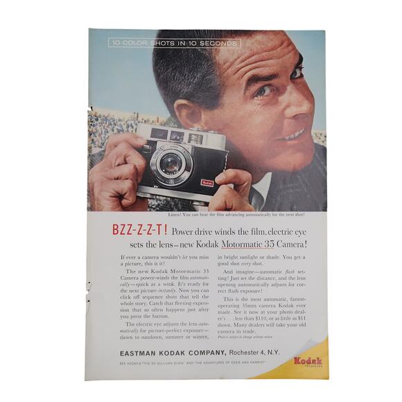 Kodak Motormatic Camera Magazine Advertisement 1960 Vintage 35mm Photography - Picture 1 of 6